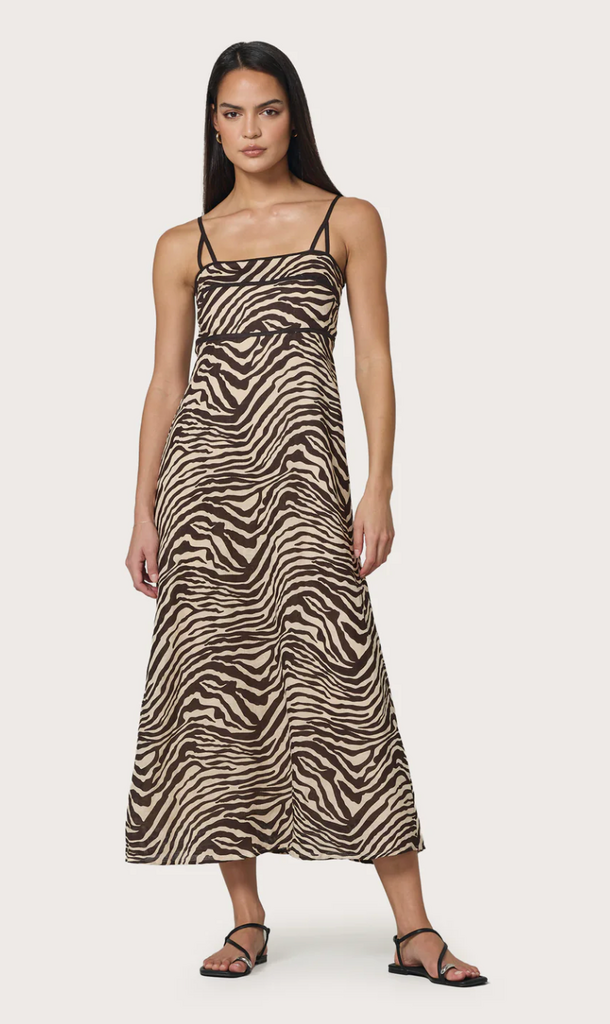 LUSANA CANDICE CONTRAST LINEN MAXI DRESS ZEBRA
