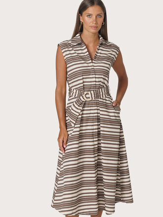 LUSANA CHLOE POPLIN DRESS BEACHMARK STRIPE