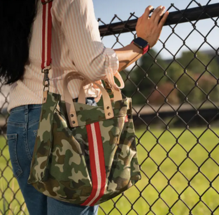 SHORE BAGS Mini Canvas Striped Box Tote Bag