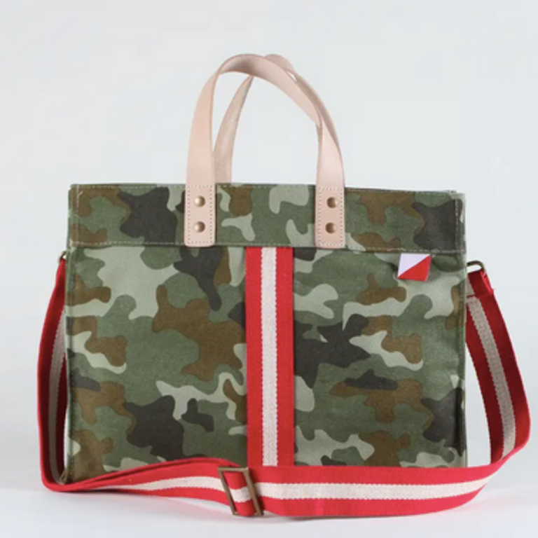 SHORE BAGS Mini Canvas Striped Box Tote Bag