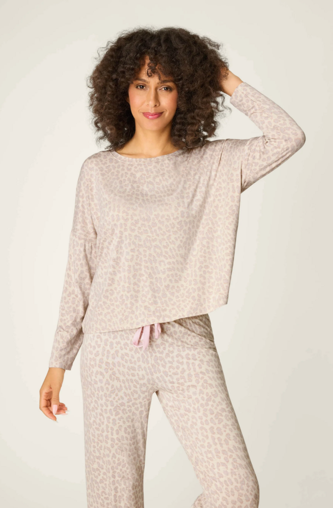 PJ SALVAGE LUXE LEOPARD DREAMS LONG SLEEVE TOP