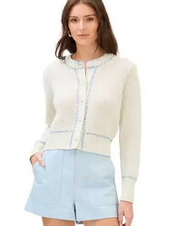 ALLISON NEW YORK SPACE DYE GIA CARDIGAN WHITE SPACE DYE
