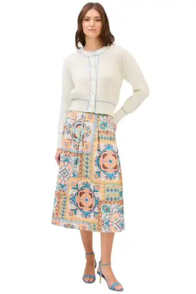 ALLISON NEW YORK SPACE DYE GIA CARDIGAN WHITE SPACE DYE