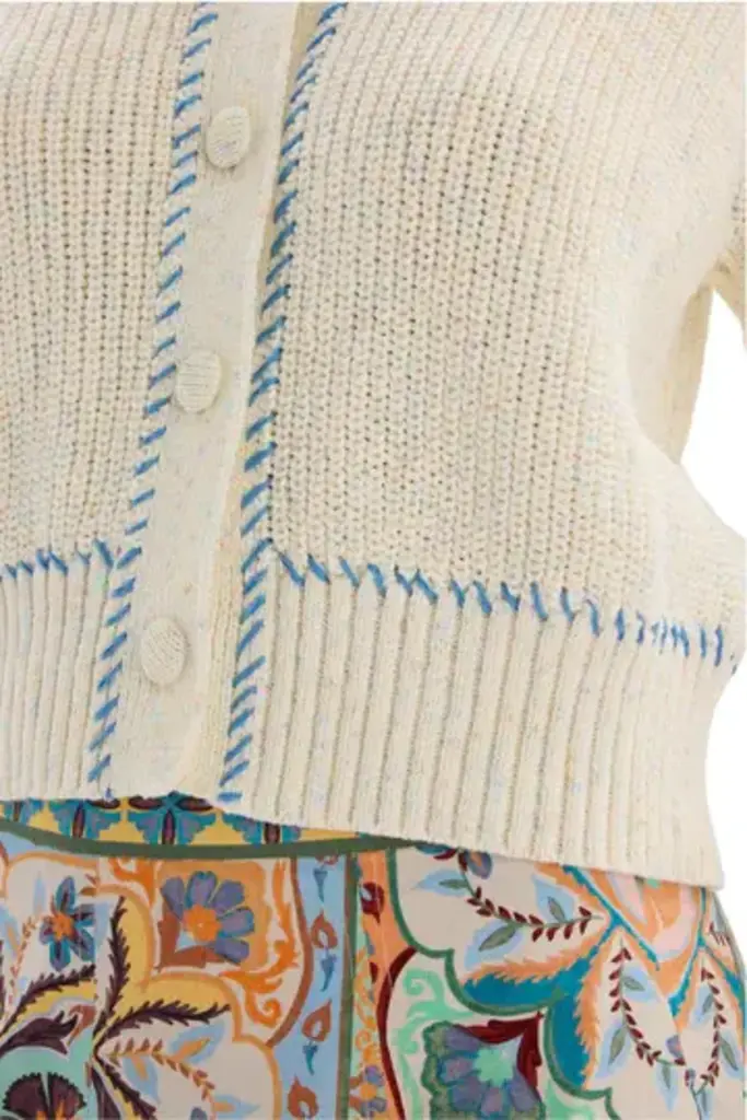 ALLISON NEW YORK SPACE DYE GIA CARDIGAN WHITE SPACE DYE