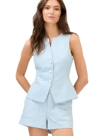 ALLISON NEW YORK ELIJAH LEATHER SHORTS POWDER BLUE