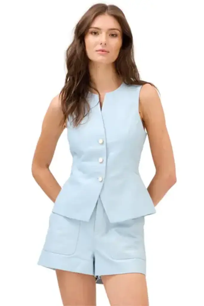 ALLISON NEW YORK ELIJAH LEATHER SHORTS POWDER BLUE