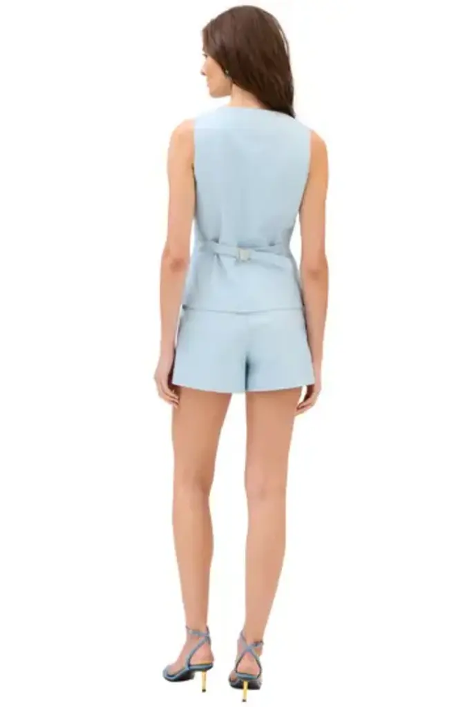 ALLISON NEW YORK OLIVER LEATHER VEST POWDER BLUE