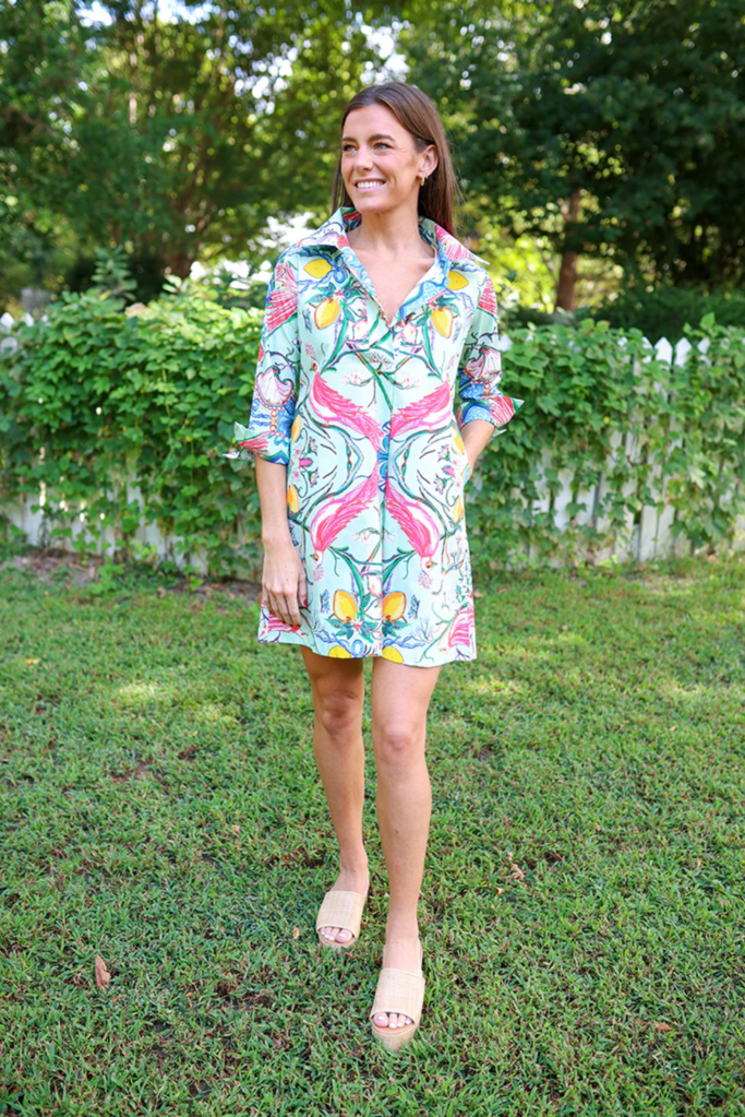 HOUSE OF MBR MINT CHINOIS SHIRT DRESS SHORT