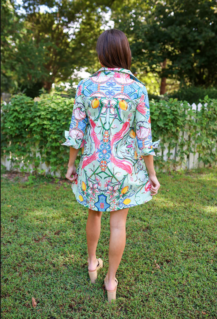 HOUSE OF MBR MINT CHINOIS SHIRT DRESS SHORT