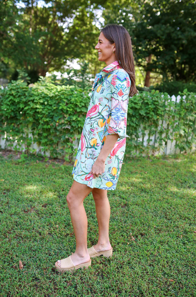 HOUSE OF MBR MINT CHINOIS SHIRT DRESS SHORT