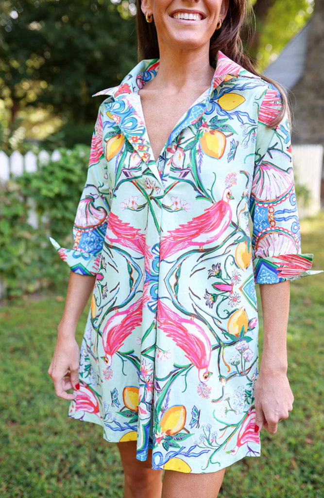 HOUSE OF MBR MINT CHINOIS SHIRT DRESS SHORT