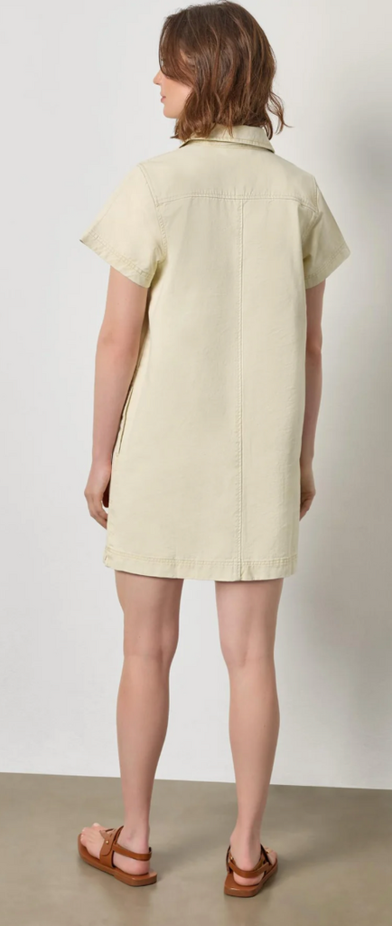 TWILL SPLIT NECK COLLARED DRESS PARCHMENT