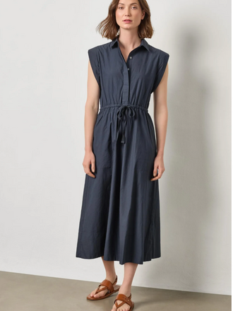 GUSSET SLEEVE MAXI DRESS NAVY