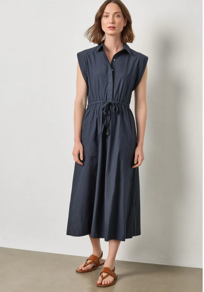 GUSSET SLEEVE MAXI DRESS NAVY