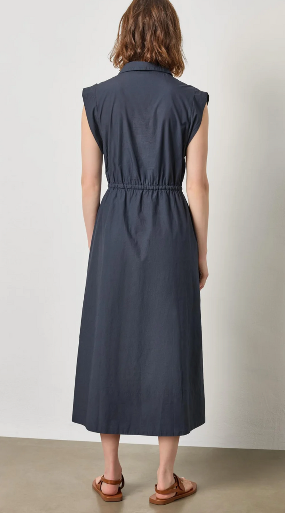 GUSSET SLEEVE MAXI DRESS NAVY