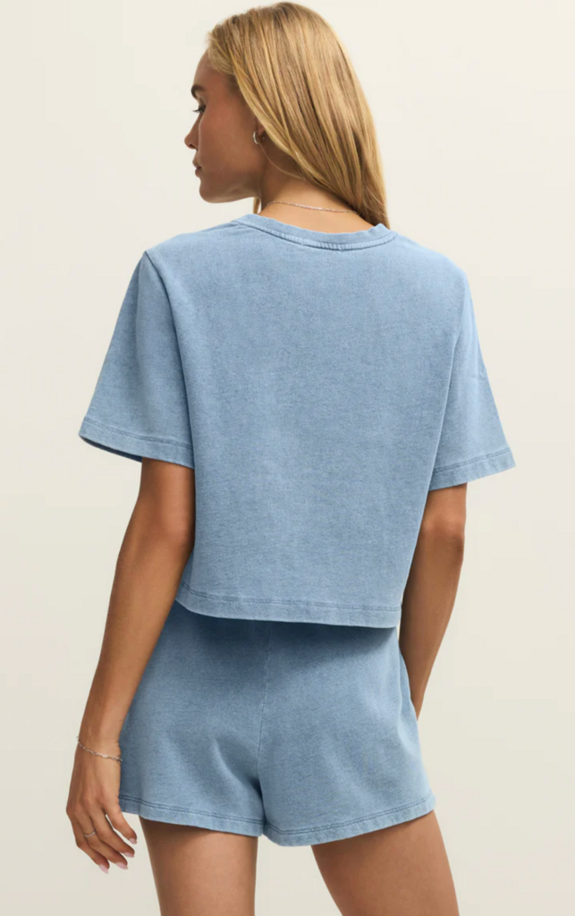 Z SUPPLY CURRAN KNIT DENIM CROPPED SWEATSHIRT