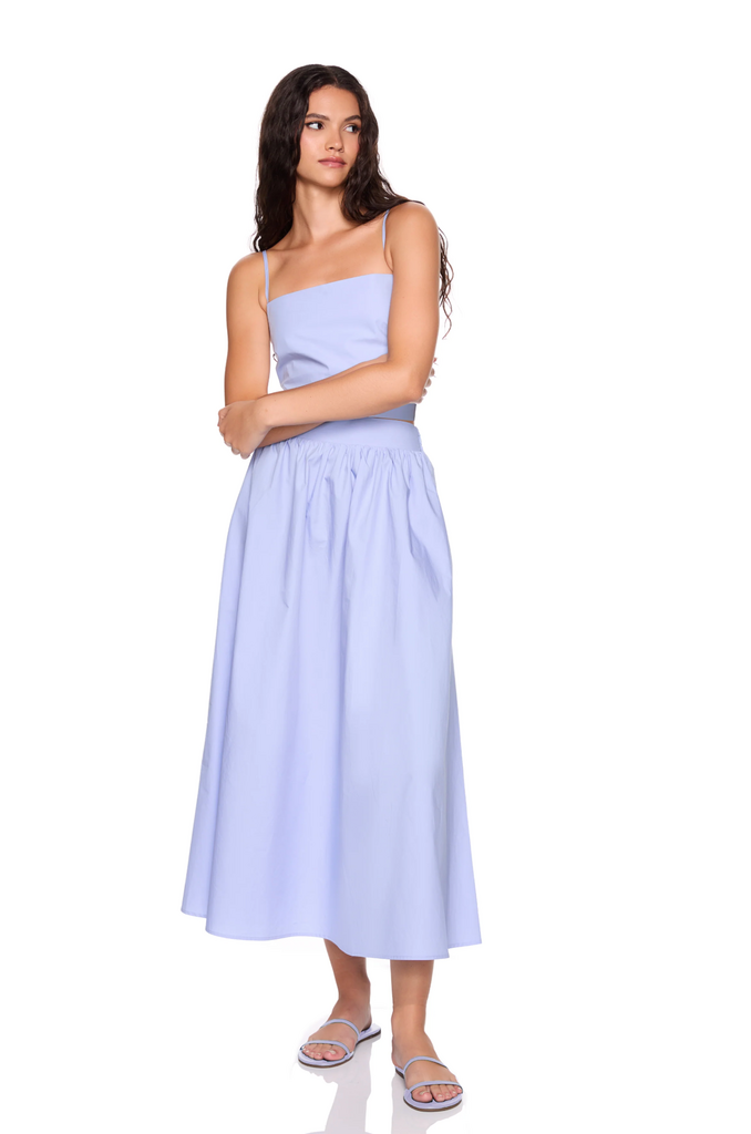 SUSANA MONACO POPLIN SMOCKING BACK STRING TOP