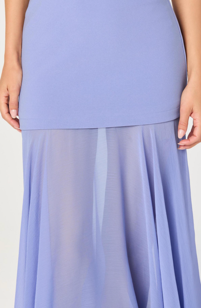 ASTR LIZET STRAPLESS DRESS WITH SHEER MAXI OVERLAY