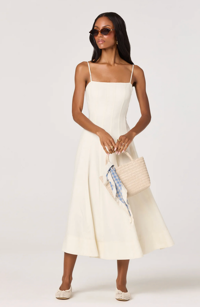 ASTR TRISHA SQUARE NECK MIDI DRESS