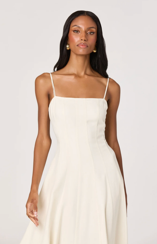 ASTR TRISHA SQUARE NECK MIDI DRESS