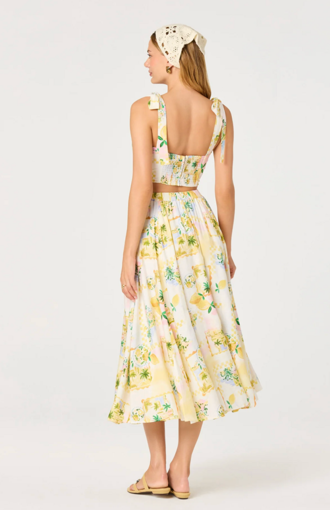 ASTR KALEIGH PARADISE PRINT GATHERED MIDI SKIRT