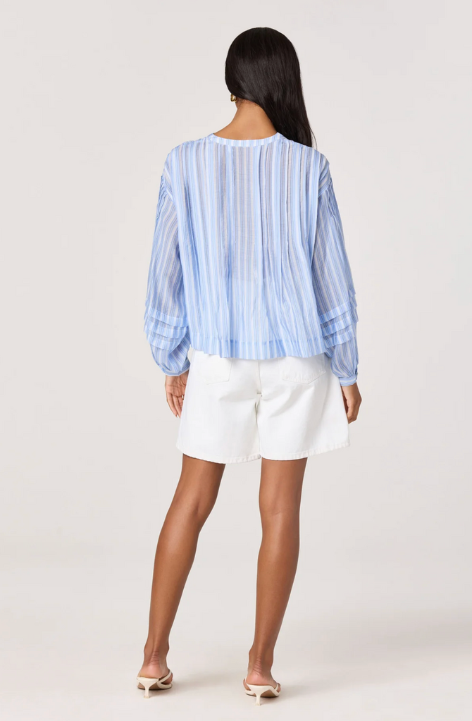 ASTR ERICKA STRIPED BALLOON SLEEVE BLOUSE