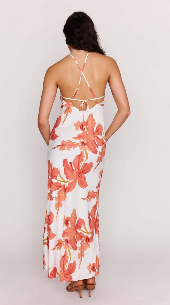 MINKPINK ISLA PEACH FLORAL MAXI DRESS