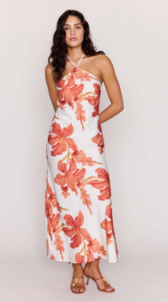 MINKPINK ISLA PEACH FLORAL MAXI DRESS