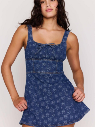 MINKPINK NEVE FLORAL DENIM MINI DRESS