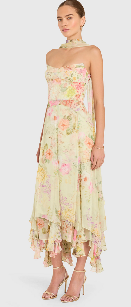Amanda Uprichard GLORIANNA DRESS ENDIVE MULTI