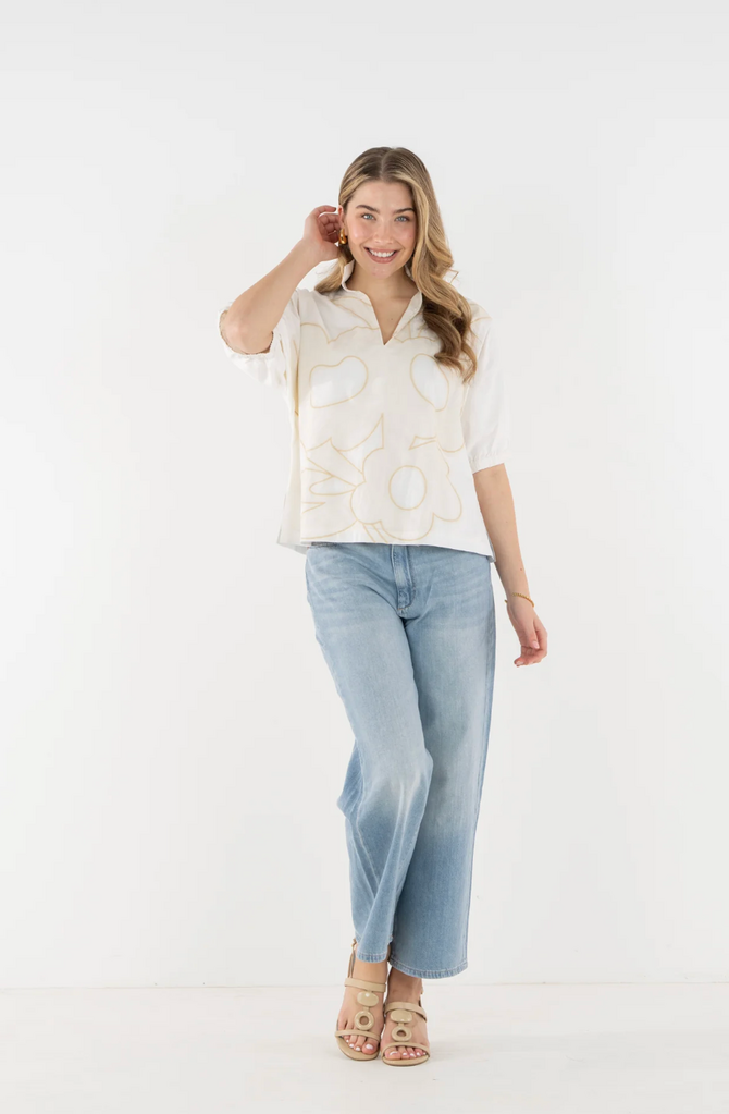 EMILY MCARTHY POPPY TOP BEIGE BLOOM