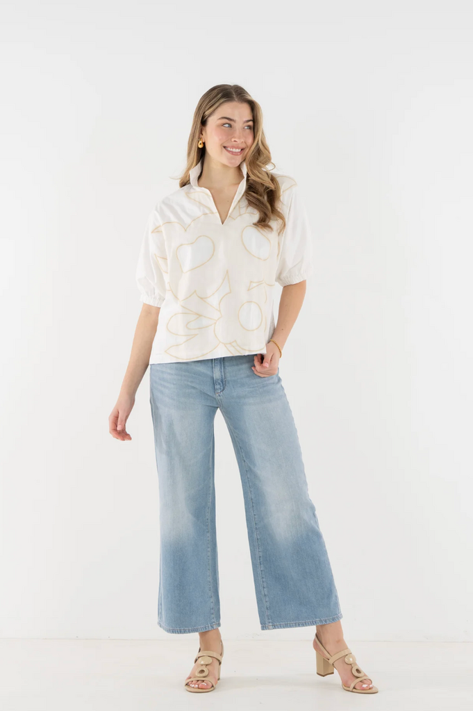 EMILY MCARTHY POPPY TOP BEIGE BLOOM