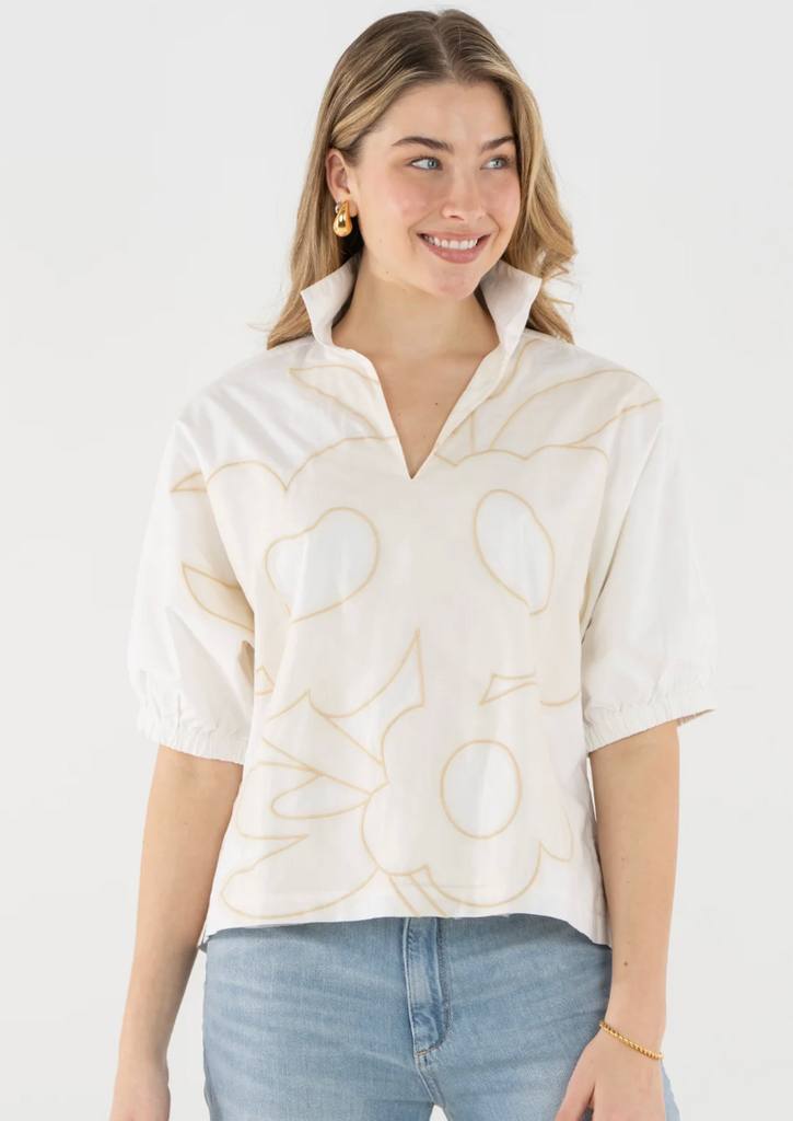 EMILY MCARTHY POPPY TOP BEIGE BLOOM