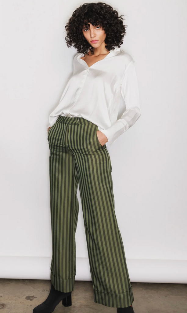 CATHERINE GEE DARIA FRENCH CUFF SILK BLOUSE