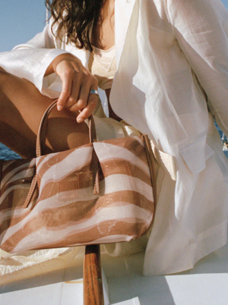 DOLCE VITA SELENE ZEBRA MESH HANDBAG