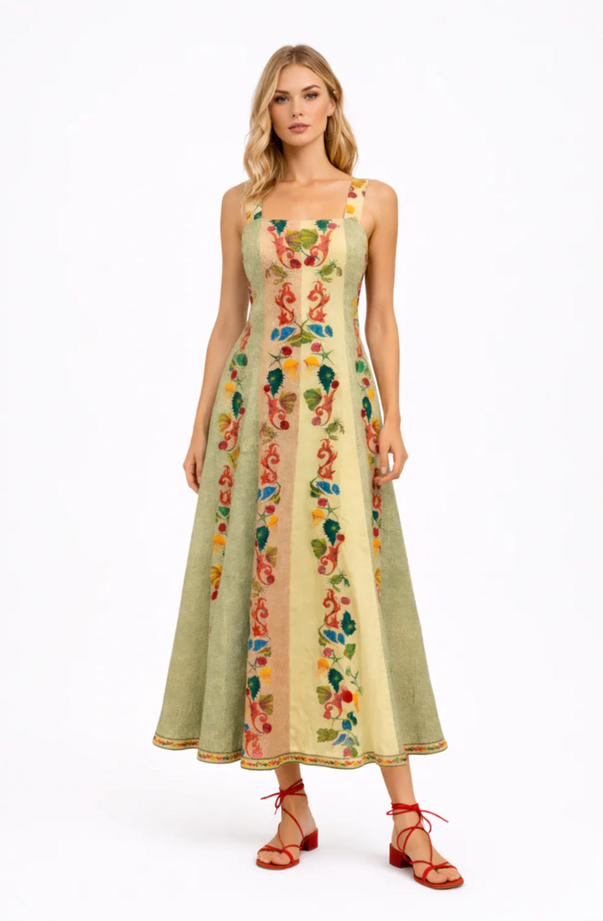 LOREN MULTI SHELL MIDI DRESS