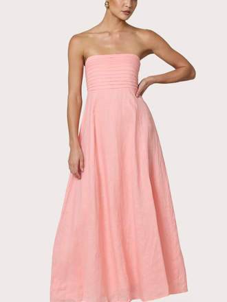 LUSANA TALIA LINEN MAXI DRESS PEACH