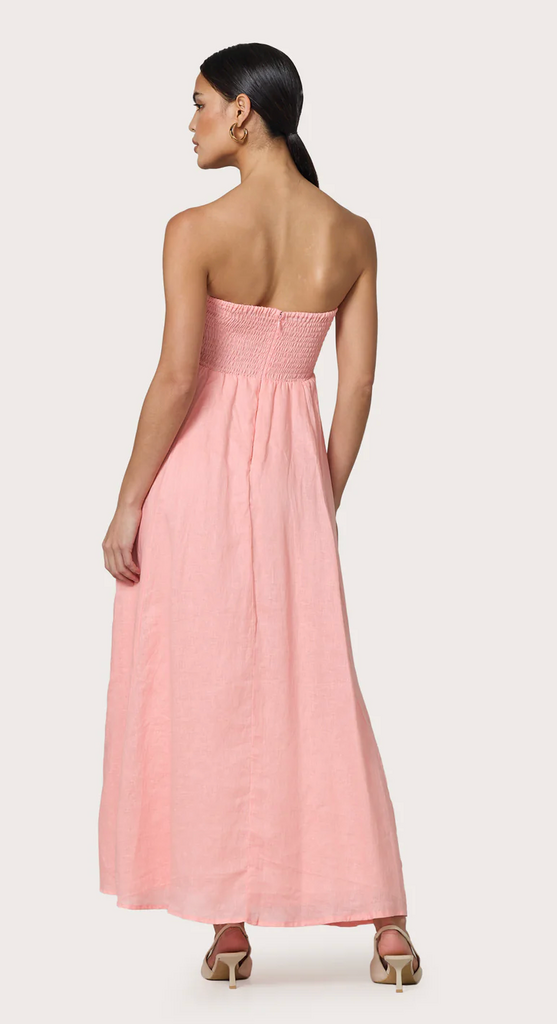 LUSANA TALIA LINEN MAXI DRESS PEACH
