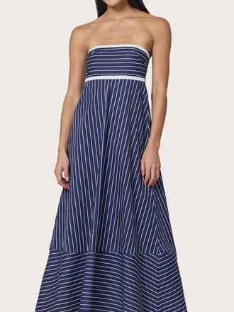 LUSANA KELLY DRESS INDIGO STRIPE