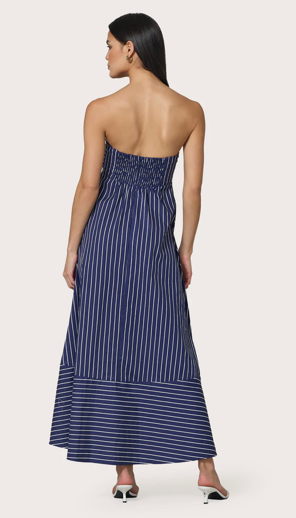 LUSANA KELLY DRESS INDIGO STRIPE