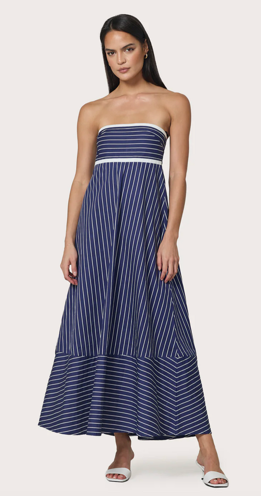 LUSANA KELLY DRESS INDIGO STRIPE
