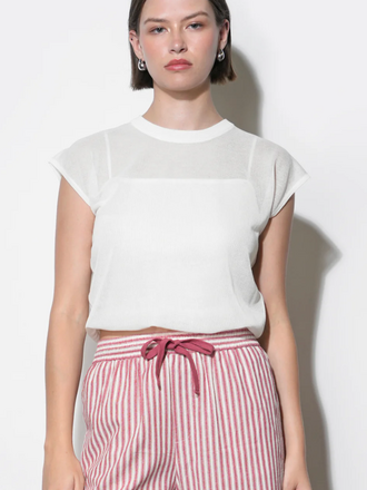 NATALIA SHEER BUBBLE SWEATER TOP WHITE