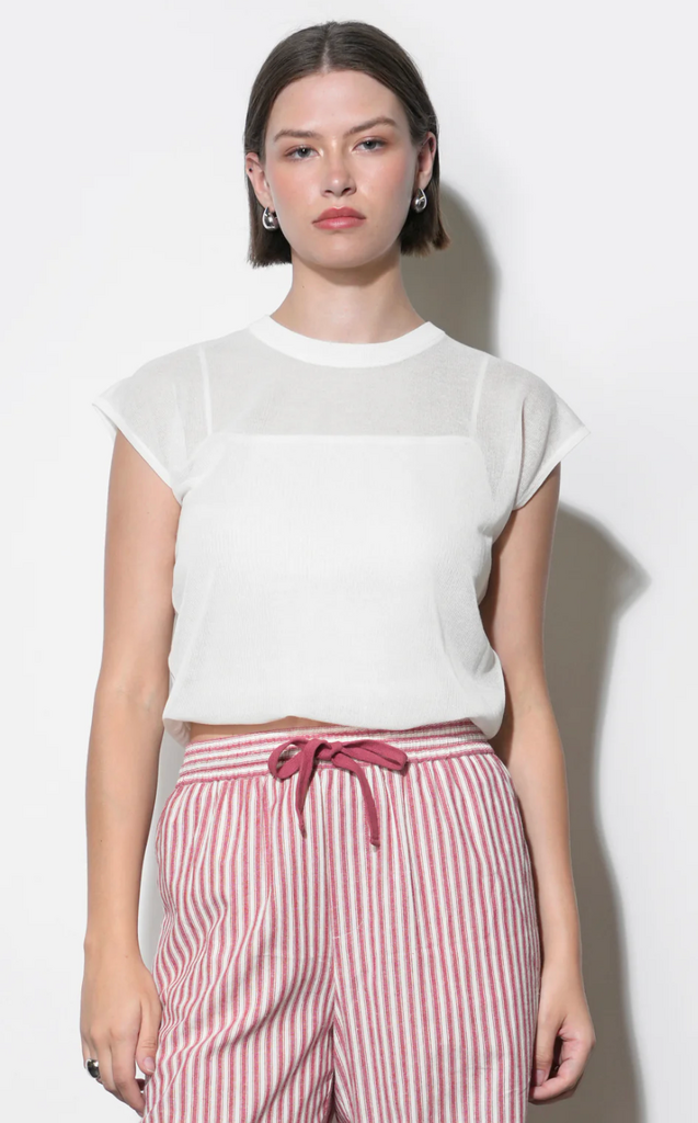 NATALIA SHEER BUBBLE SWEATER TOP WHITE