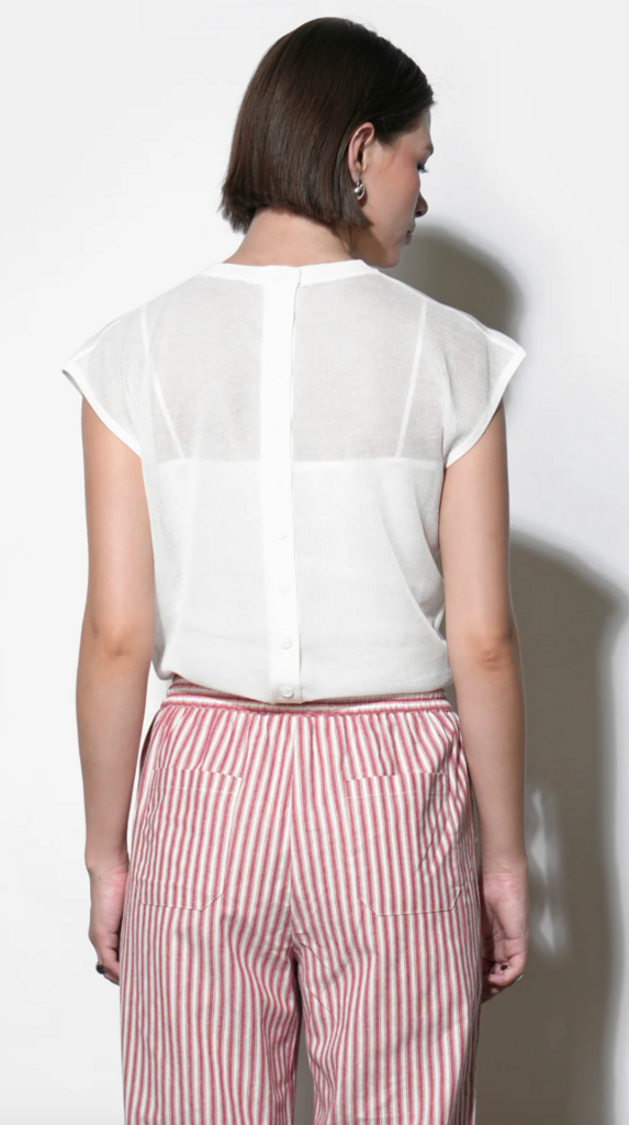 NATALIA SHEER BUBBLE SWEATER TOP WHITE