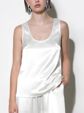 ARIANA EASY SATIN SLEEVELESS TOP IVORY