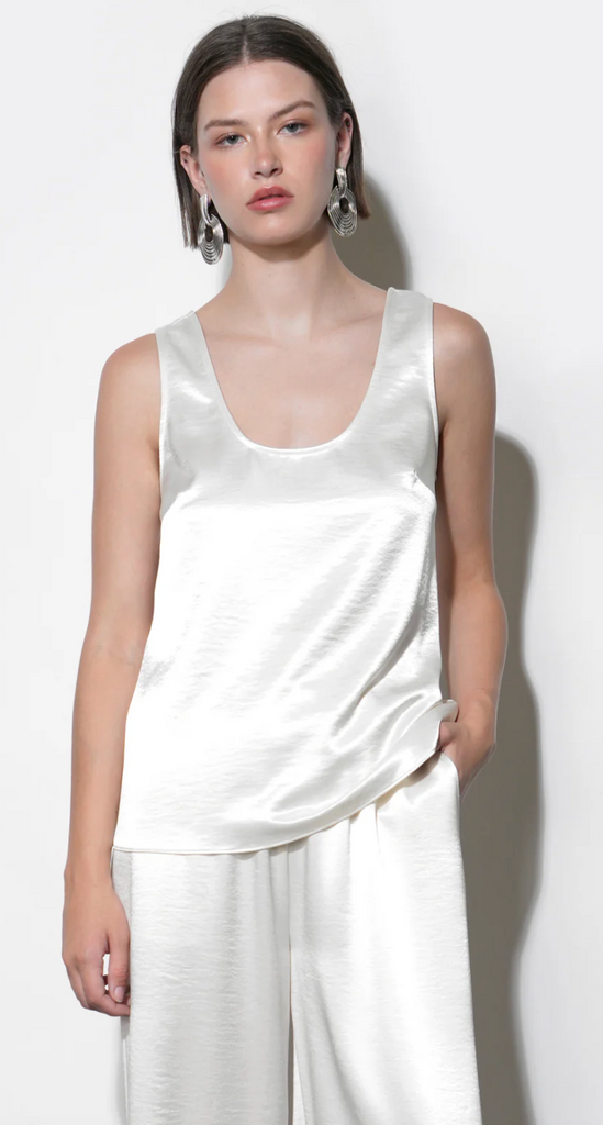 ARIANA EASY SATIN SLEEVELESS TOP IVORY