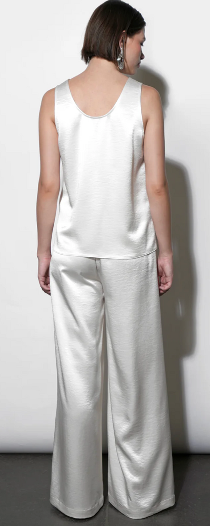 CORA EASY SATIN WIDE LEG PANTS IVORY