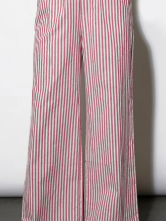 HELEN STRIPE PULL UP DRAWSTRING PANT BERRY