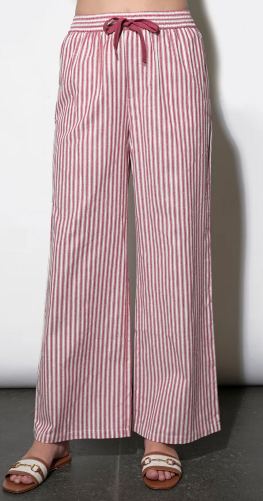 HELEN STRIPE PULL UP DRAWSTRING PANT BERRY