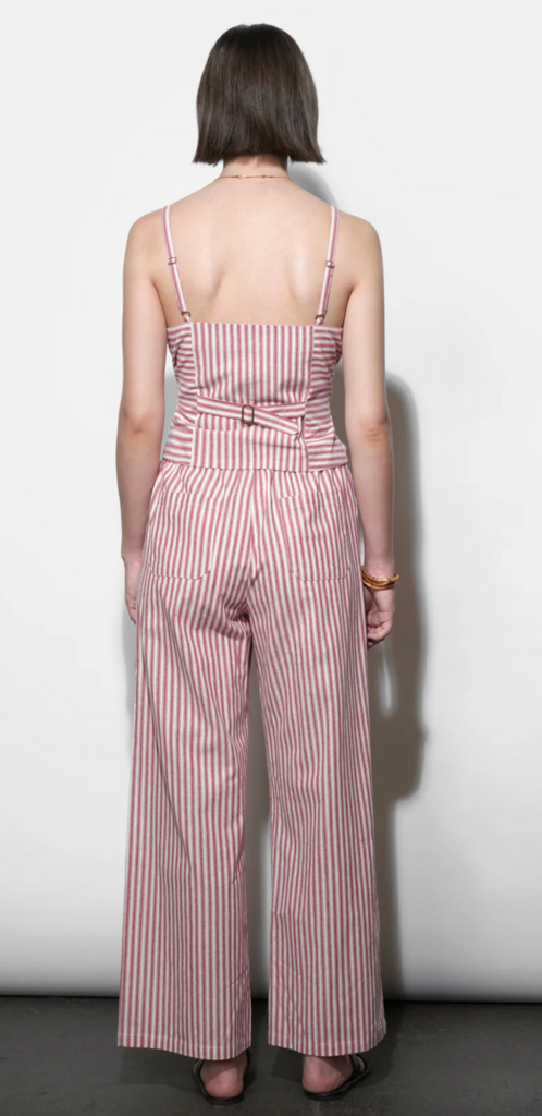 HELEN STRIPE PULL UP DRAWSTRING PANT BERRY